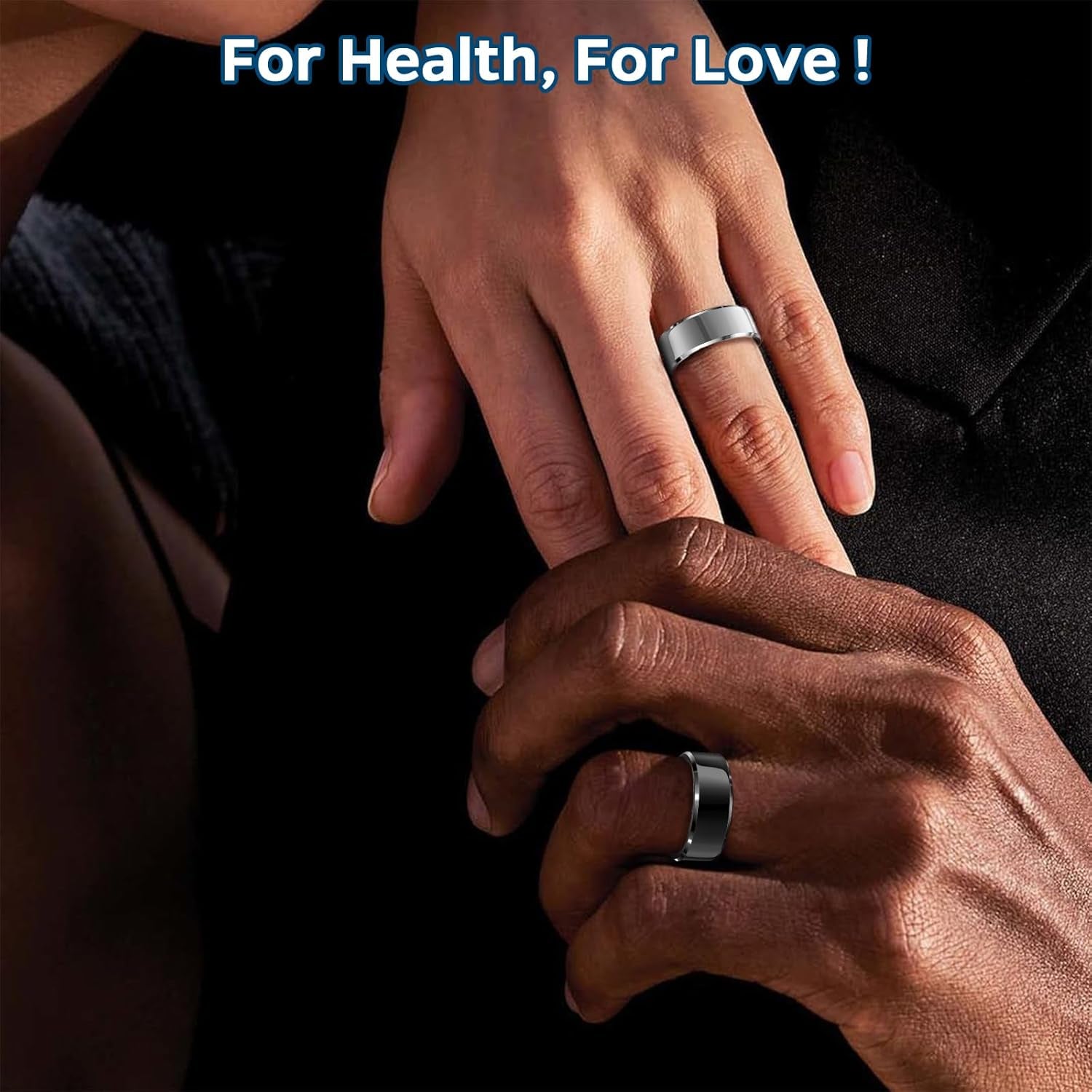Smart Health Tracking Ring with Sleep Monitoring, Heart Rate Measurement, Waterproof Design, Activity Tracking (Steps, Distance, Calories), Air Gesture Control, Up to 7-Day Battery Life, Compatible with iOS and Android (Black, Size #10)