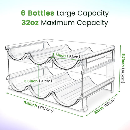 Water Bottle Storage Organizer - 2-Pack Stackable Rack for Cabinet Use