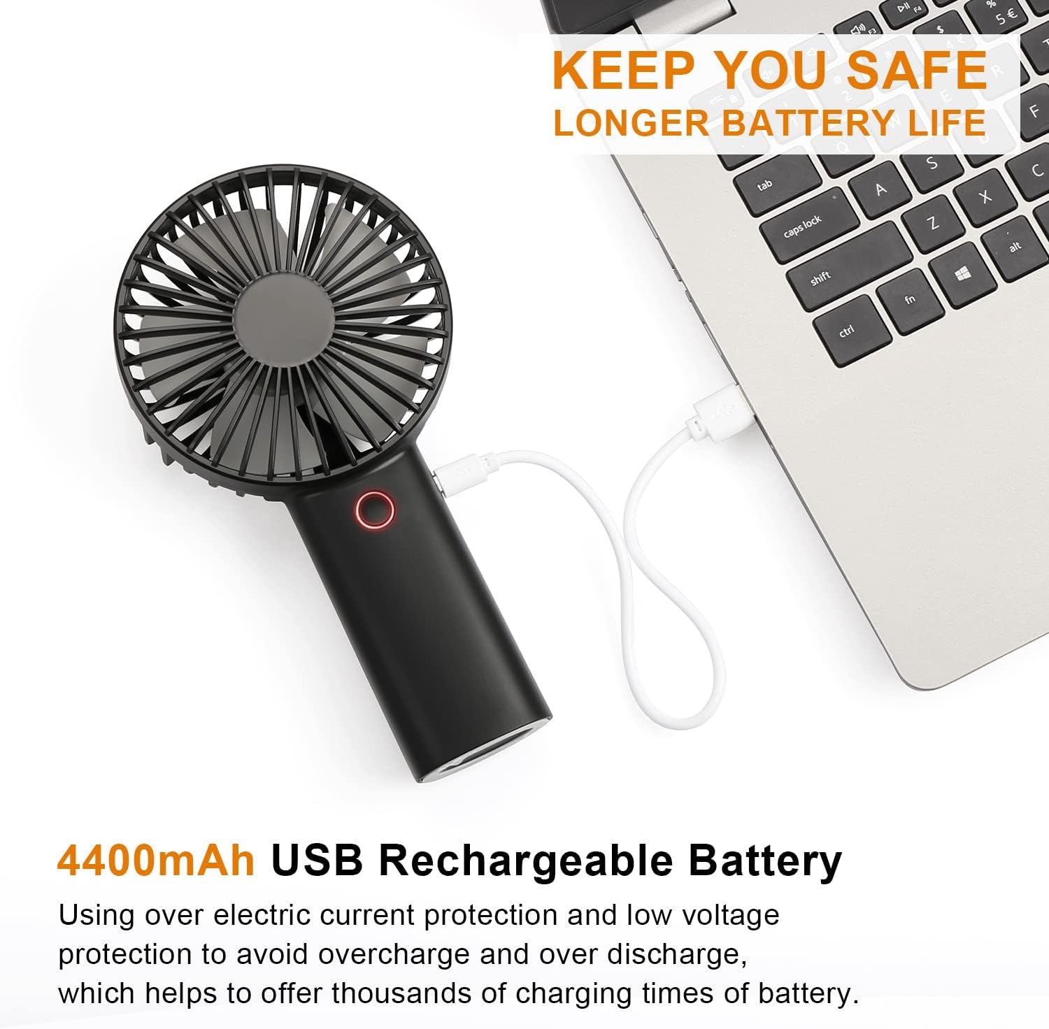 Rechargeable Portable Handheld Fan with 4400mAh Battery, 6-15 Hours Runtime for Outdoor Activities, Ideal Summer Gift for Men and Women