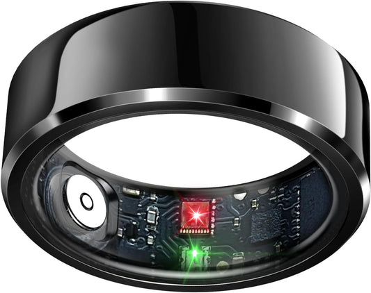 Smart Health Tracking Ring with Sleep Monitoring, Heart Rate Measurement, Waterproof Design, Activity Tracking (Steps, Distance, Calories), Air Gesture Control, Up to 7-Day Battery Life, Compatible with iOS and Android (Black, Size #10)
